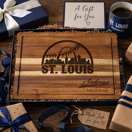 Personalized St Louis Baseball Cutting Board, St Louis Fan Gift, Custom Name Kitchen Decor