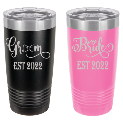 Wedding Tumblers | Personalized Beverage Tumblers | Bride and Groom Gift Set