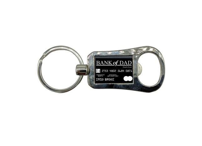 Bottle Opener Keychain - Laser Engraved - Bank of Dad