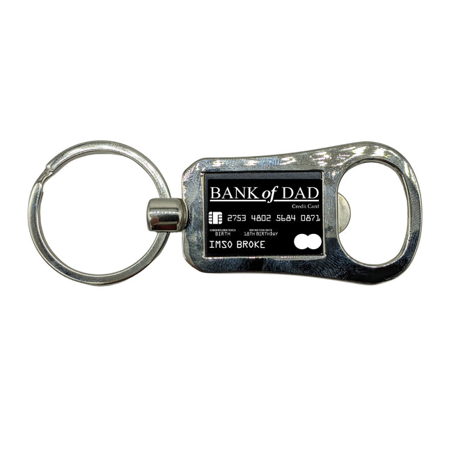 Bottle Opener Keychain - Laser Engraved - Bank of Dad