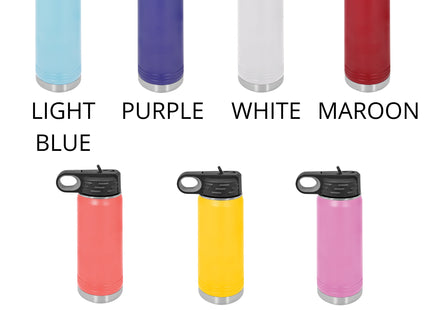 Baseball Team Water Bottles, Softball Team Water Bottles, Personalized Name and Number, 20 Ounce Insulated Bottle
