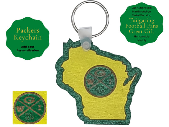 Wisconsin Keychain, Green Bay Football, Personalized Keychain, Packers Gift