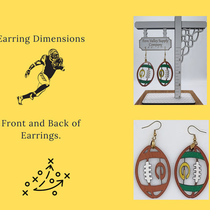 Packers Earrings, Wisconsin Football Earrings, Handmade Earrings, Green Bay Earrings, Football Earrings, Lambeau Field