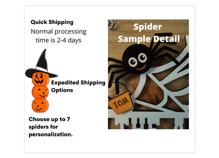 Personalized Family Halloween Sign for Door or Wall - Web of Spiders