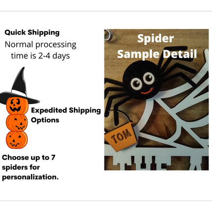 Personalized Family Halloween Sign for Door or Wall - Web of Spiders