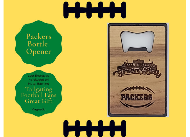 Packers Bottle Opener, Wisconsin Football Bottle Opener, Green Bay Bottle Opener, Magnetic Football Bottle Opener