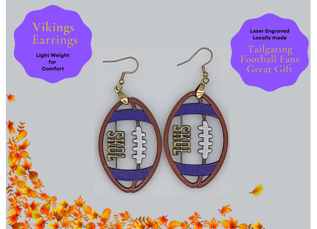 Skol Earrings, Minnesota Football Earrings, Vikings Earrings, Handmade Earrings