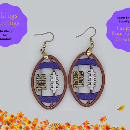 Skol Earrings | Minnesota Football Earrings | Vikings Earrings | Handmade Earrings | Custom Football Earrings | Game Day Earrings