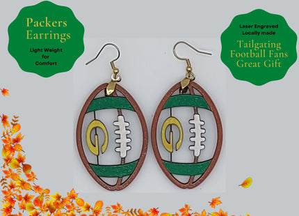 Packers Earrings, Wisconsin Football Earrings, Handmade Earrings, Green Bay Earrings, Football Earrings, Lambeau Field