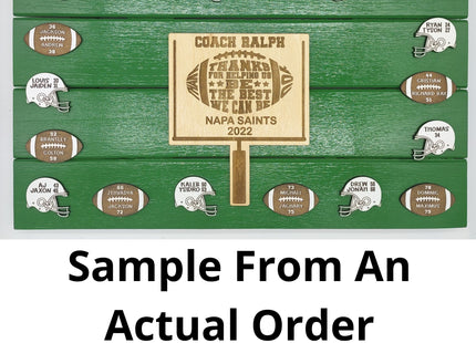 Personalized Football Coach Thank You Plaque - Custom Wood Gift for Youth Coach