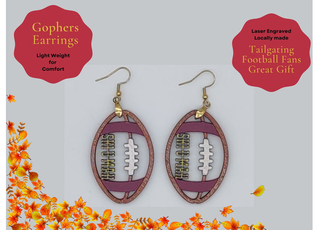 Ski U Mah Earrings, Minnesota Football Earrings, Handmade Earrings, Golden Gopher Earrings
