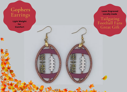 Ski U Mah Earrings, Minnesota Football Earrings, Handmade Earrings, Golden Gopher Earrings, Minnesota Gift