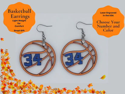 Handmade Basketball Earrings, Custom Team Earrings, Personalized Earrings, Team Color Earrings, Team Names, Player Names
