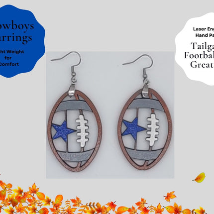 Dallas Football Earrings, Cowboys Star Earring, Handmade Jewelry
