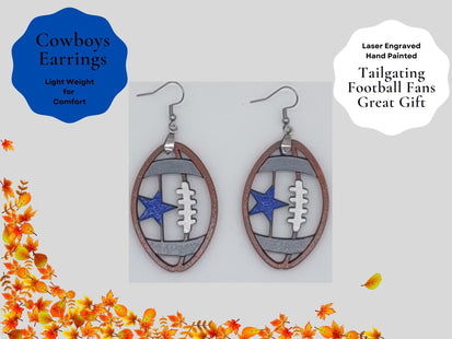 Dallas Football Earrings, Cowboys Star Earring, Handmade Jewelry