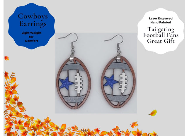 Dallas Football Earrings, Cowboys Star Earring, Handmade Jewelry