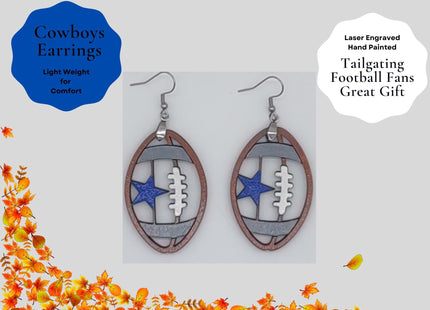 Dallas Football Earrings | Cowboys Star Earring | Cowboys Football Gift | Texas football Earrings | Texas Football Gift | Game Day Earrings