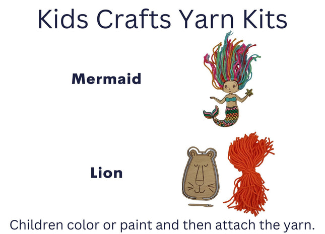 Mermaid Yarn Kit, Lion Yarn Kit, Kids Craft Kit