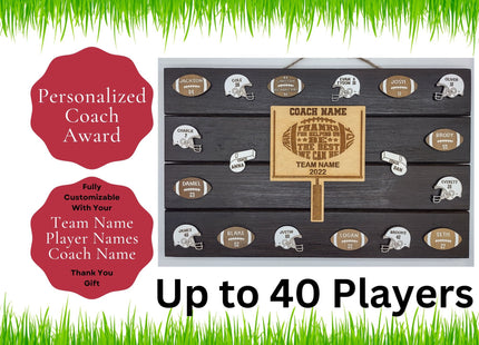 Personalized Football Coach Thank You Plaque - Custom Wood Gift for Youth Coach