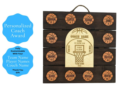 Youth Basketball Coach Award - Basketball Coach Thank You Sign - Personalized Sports Coach Appreciation Trophy