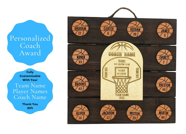 Youth Basketball Coach Award - Basketball Coach Thank You Sign - Personalized Sports Coach Appreciation Trophy