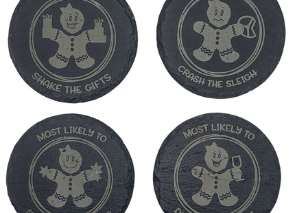 Slate Gingerbread Man Coaster | Gingerbread Woman Coaster | Personalized Drink Coaster | Holiday Beverage Coaster | Christmas Drink Coaster