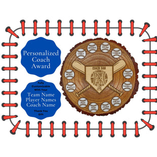 Youth Baseball or Softball Coach Award - Baseball or Softball Coach Thank You Sign - Personalized Sports Coach Appreciation Trophy
