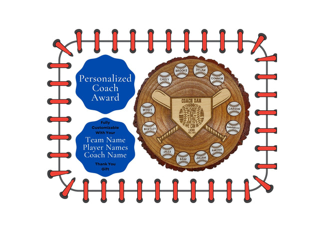 Youth Baseball or Softball Coach Award - Baseball or Softball Coach Thank You Sign - Personalized Sports Coach Appreciation Trophy