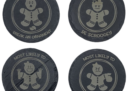 Slate Gingerbread Man Coaster | Gingerbread Woman Coaster | Personalized Drink Coaster | Holiday Beverage Coaster | Christmas Drink Coaster