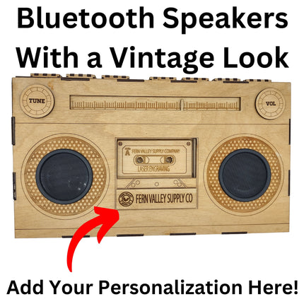 Personalized Bluetooth Speaker | Vintage Boombox Speaker | Retro Wooden Boombox Speaker | Custom Portable Speaker