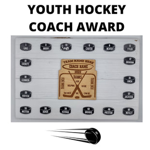 Youth Hockey Coach Award - Hockey Coach Thank You Sign - Personalized Sports Coach Appreciation Trophy