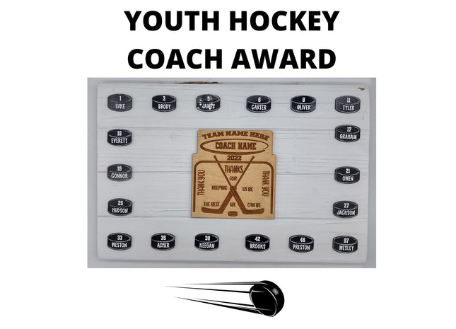 Youth Hockey Coach Award - Hockey Coach Thank You Sign - Personalized Sports Coach Appreciation Trophy