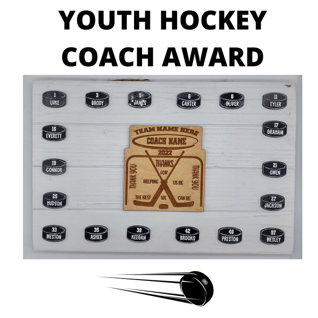 Youth Hockey Coach Award - Hockey Coach Thank You Sign - Personalized Sports Coach Appreciation Trophy