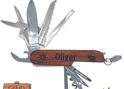 Personalized Swiss Army Knife - Engraved Pocket Knife - Stainless Steel Eleven Function Multi-tool - Camping Knife For Older Kids and Adults