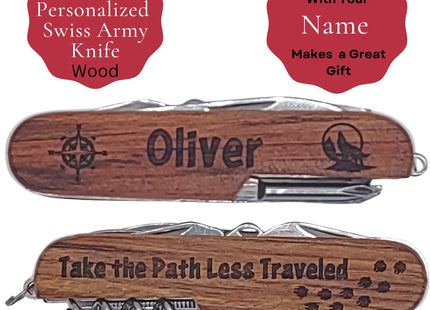 Personalized Swiss Army Knife - Engraved Pocket Knife - Stainless Steel Eleven Function Multi-tool - Camping Knife For Older Kids and Adults