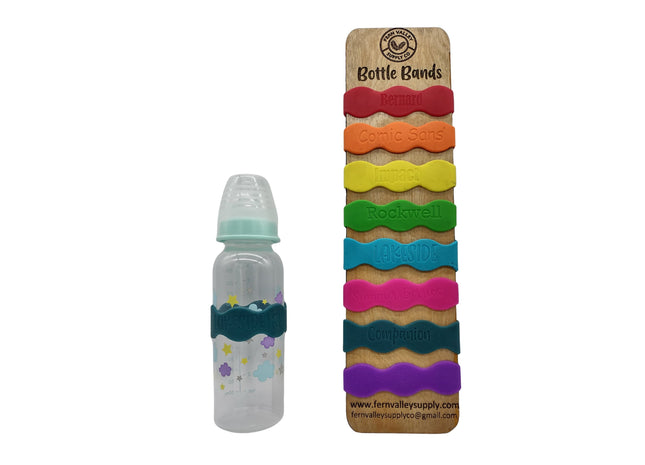 Silicone Baby Bottle Band | Wavy Engravable Bottle Band | Personalization Available | Baby Bottle Bands