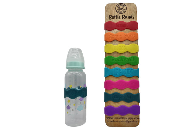 Silicone Baby Bottle Band | Wavy Engravable Bottle Band | Personalization Available | Baby Bottle Bands