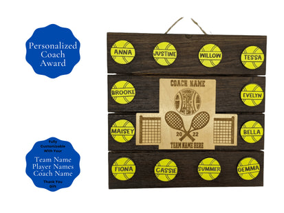Youth Tennis Coach Award - Tennis Coach Thank You Sign - Personalized Sports Coach Appreciation Trophy