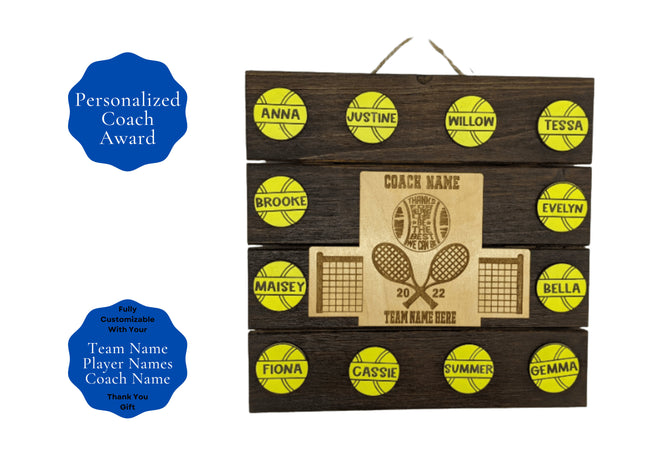 Youth Tennis Coach Award - Tennis Coach Thank You Sign - Personalized Sports Coach Appreciation Trophy