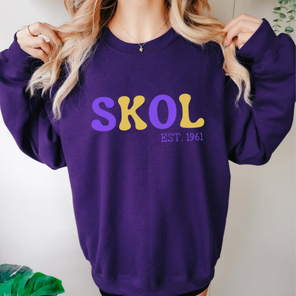 Skol Retro Football Sweatshirt | Unisex Heavy Blend Crewneck Sweatshirt | Vikings Sweatshirt | Skol Gift