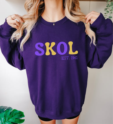 Skol Retro Football Sweatshirt | Unisex Heavy Blend Crewneck Sweatshirt | Vikings Sweatshirt | Skol Gift