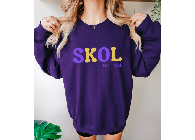 Skol Retro Football Sweatshirt | Unisex Heavy Blend Crewneck Sweatshirt | Vikings Sweatshirt | Skol Gift
