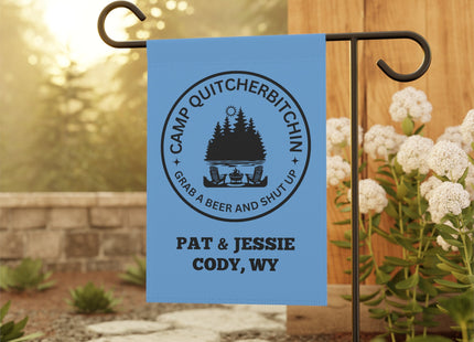 Camp Quitcherbitchin Banner | Personalized Camping Sign | Funny Camper Sign | Campground Banner | Light Blue