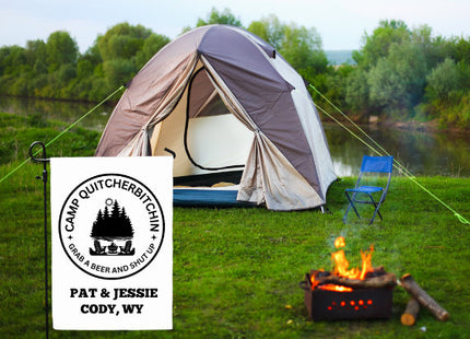 Camp Quitcherbitchin Banner | Personalized Camping Sign | Funny Camper Sign | Campground Banner