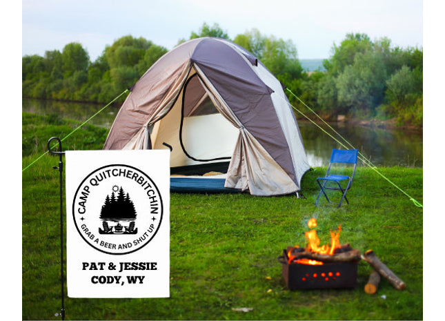 Camp Quitcherbitchin Banner | Personalized Camping Sign | Funny Camper Sign | Campground Banner
