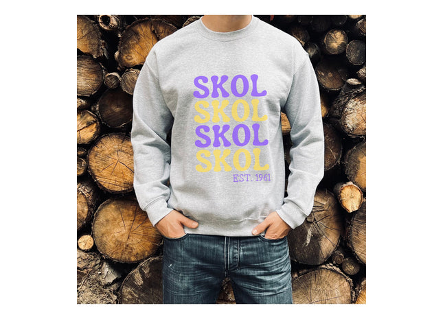 Skol Retro Football Sweatshirt | Unisex Heavy Blend Crewneck Sweatshirt | Vikings Sweatshirt | Skol Gift