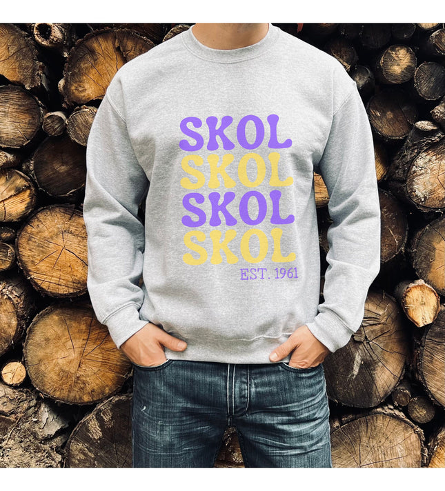 Skol Retro Football Sweatshirt | Unisex Heavy Blend Crewneck Sweatshirt | Vikings Sweatshirt | Skol Gift
