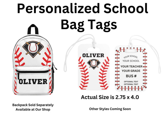 Kids School Backpack Tag | Baseball Schoolbag Label | Back to School Personalized Label | Personalized Child Backpack