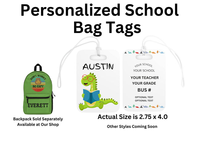 Kids School Backpack Tag | Dinosaur Schoolbag Label | Back to School Personalized Label | Personalized Kids Backpack