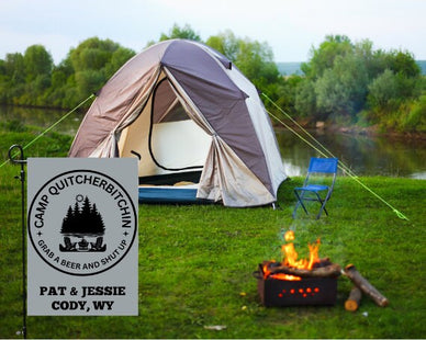 Camp Quitcherbitchin Banner | Personalized Camping Sign | Funny Camper Sign | Campground Banner |